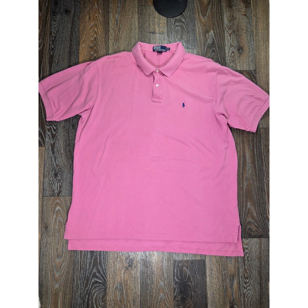 Polo Ralph Lauren Mens XXL Pink Short Sleeve Cotton Pique Pony Logo Polo Shirt